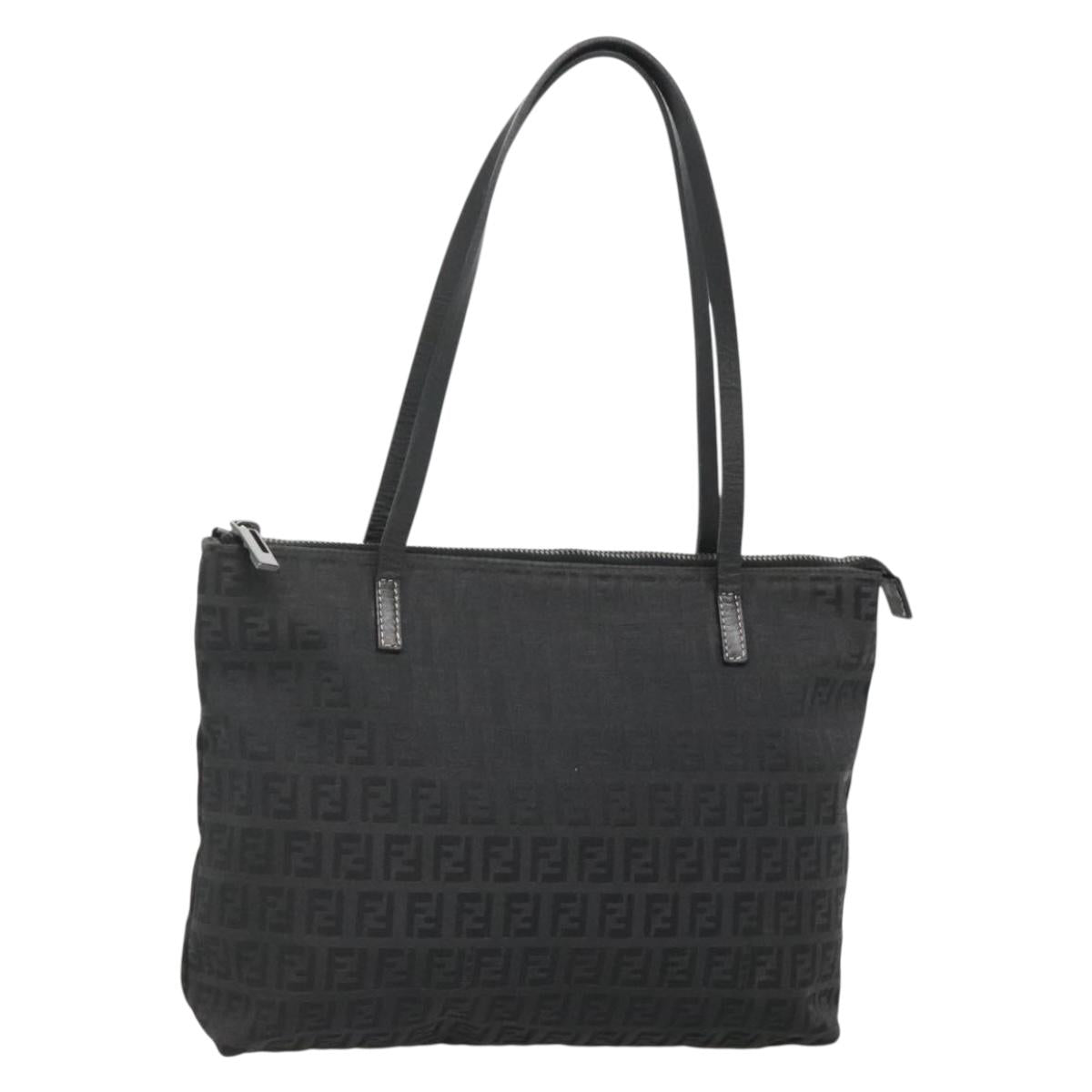 FENDI Zucchino Canvas Tote Bag Black Auth sw1327