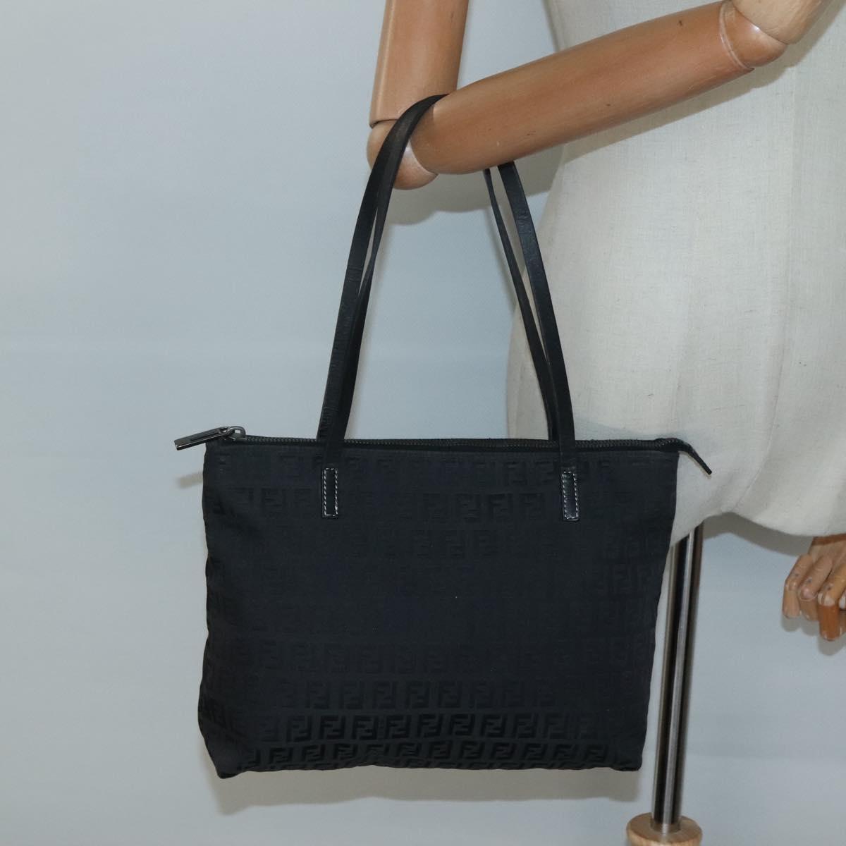 FENDI Zucchino Canvas Tote Bag Black Auth sw1327