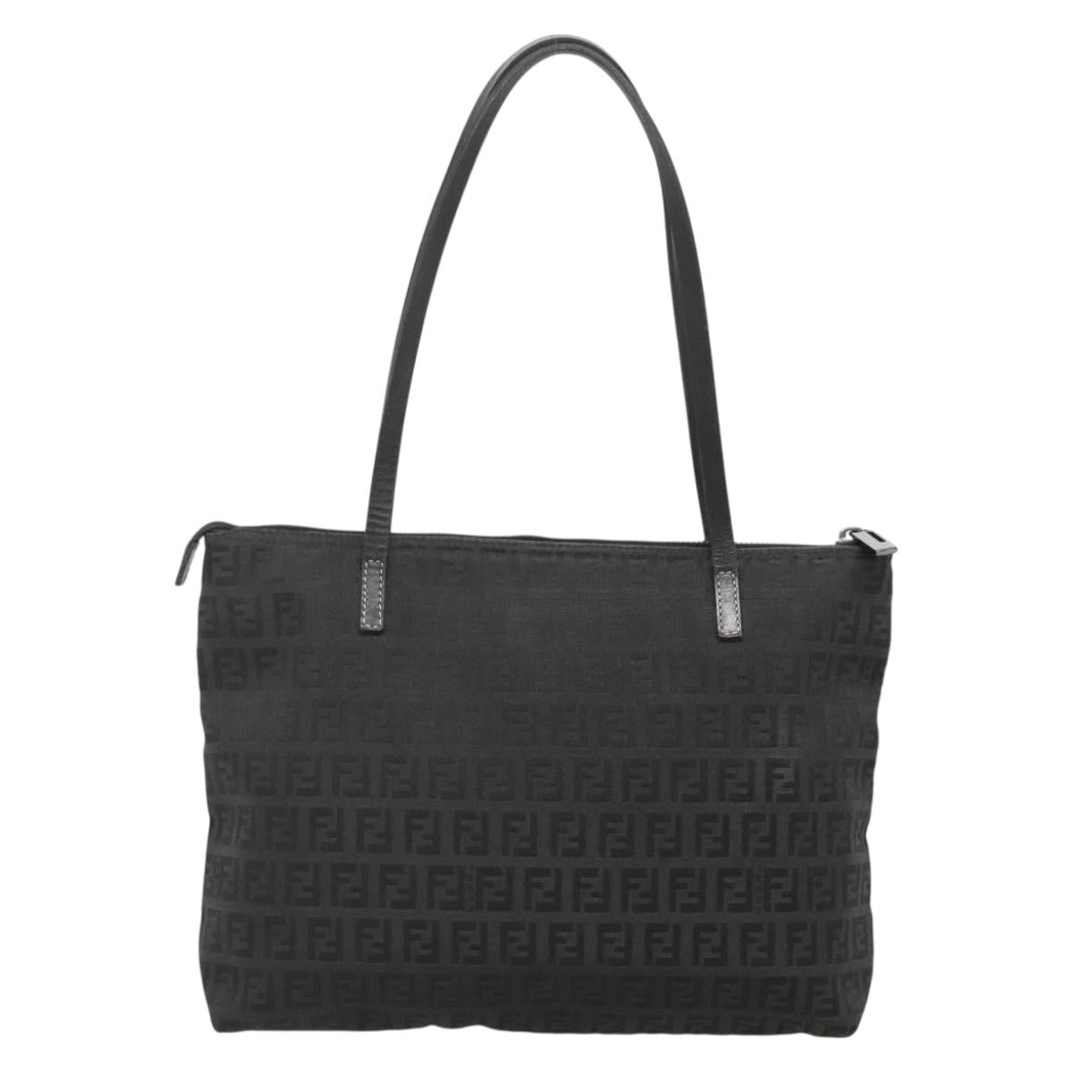 FENDI Zucchino Canvas Tote Bag Black Auth sw1327