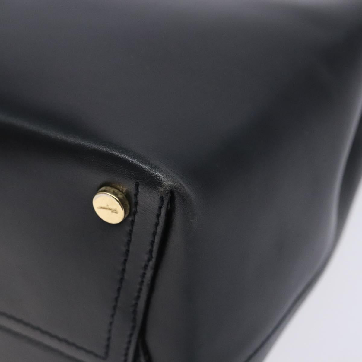 Salvatore Ferragamo Shoulder Bag Leather Navy Gold Auth sw1328