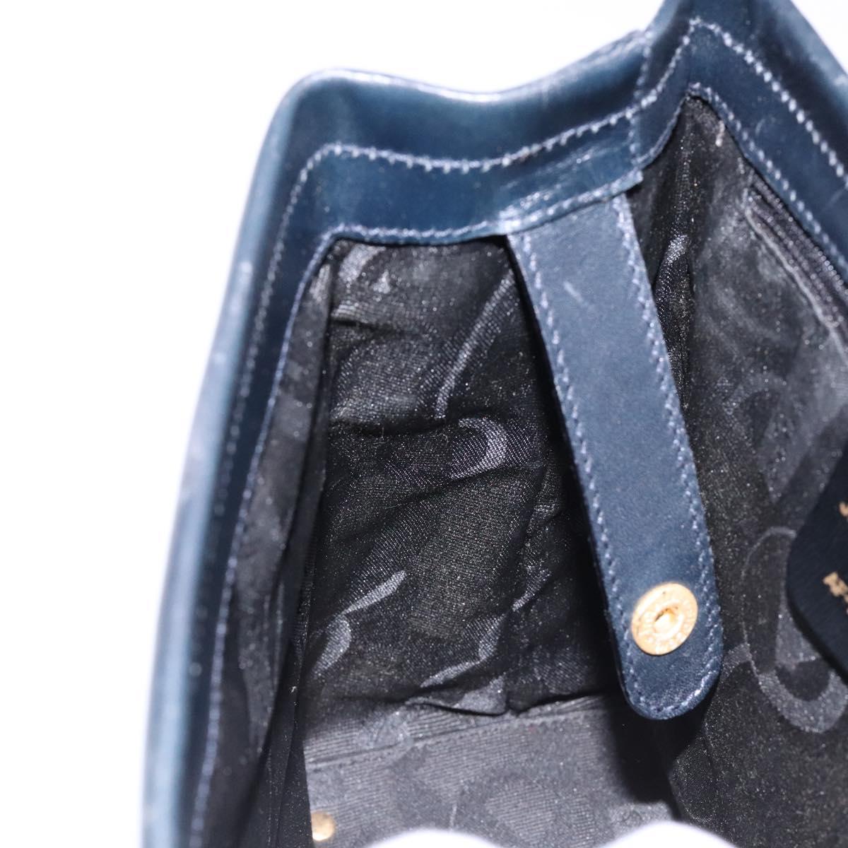 Salvatore Ferragamo Shoulder Bag Leather Navy Gold Auth sw1328