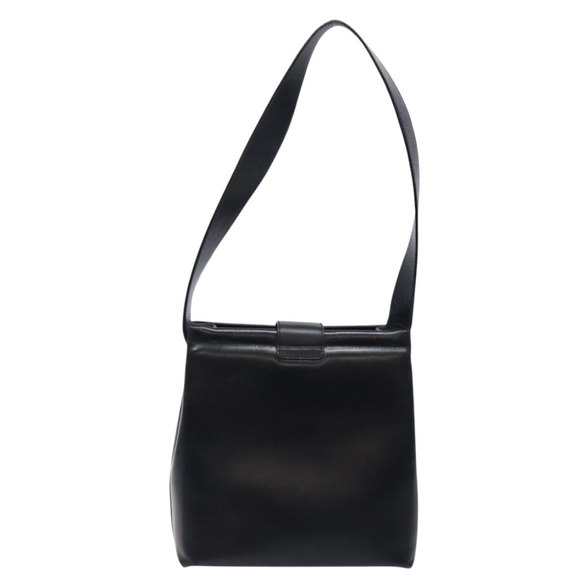 Salvatore Ferragamo Shoulder Bag Leather Navy Gold Auth sw1328