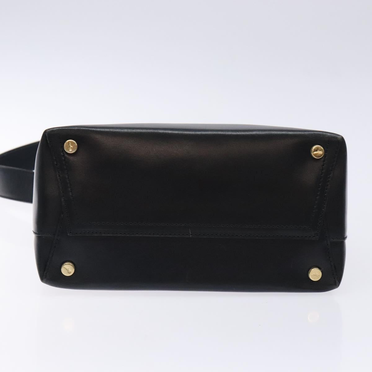 Salvatore Ferragamo Shoulder Bag Leather Navy Gold Auth sw1328