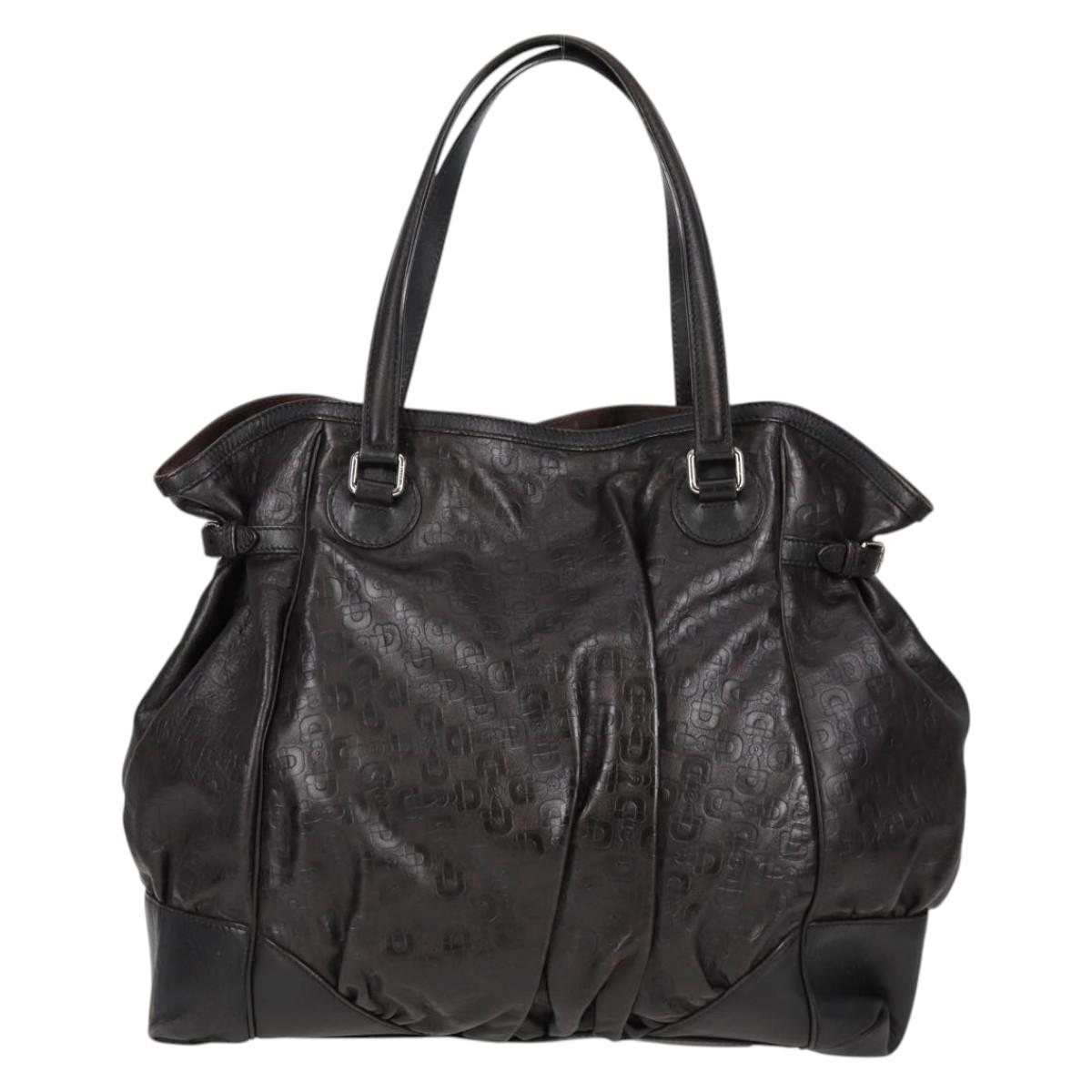 GUCCI Shoulder Bag Leather Black Silver 257290 Auth sw1329A