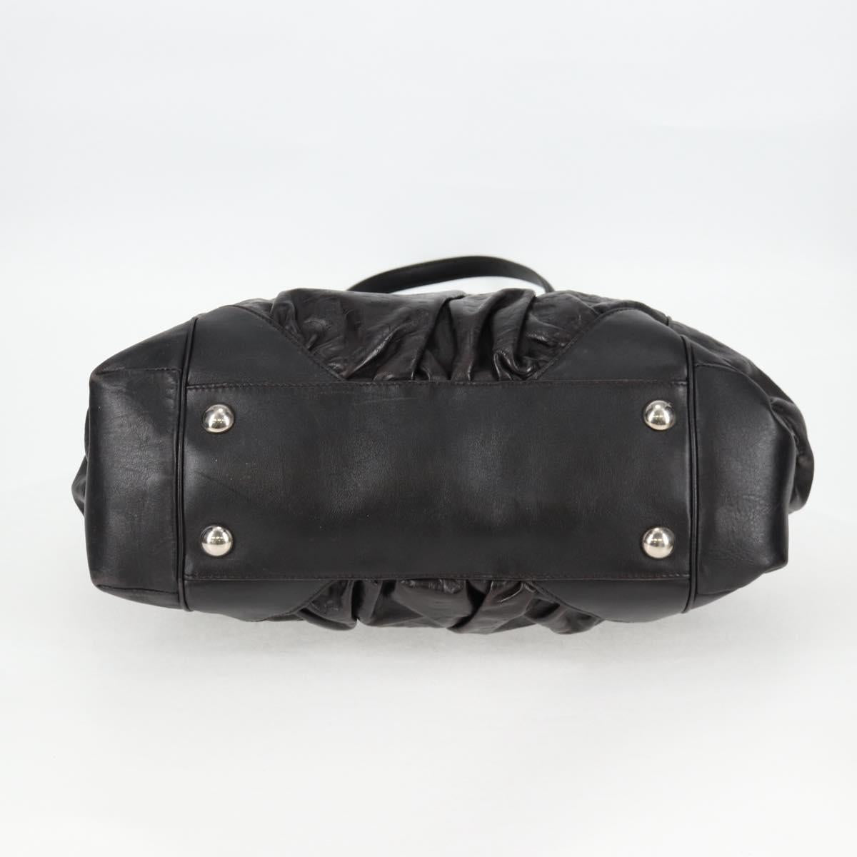 GUCCI Shoulder Bag Leather Black Silver 257290 Auth sw1329