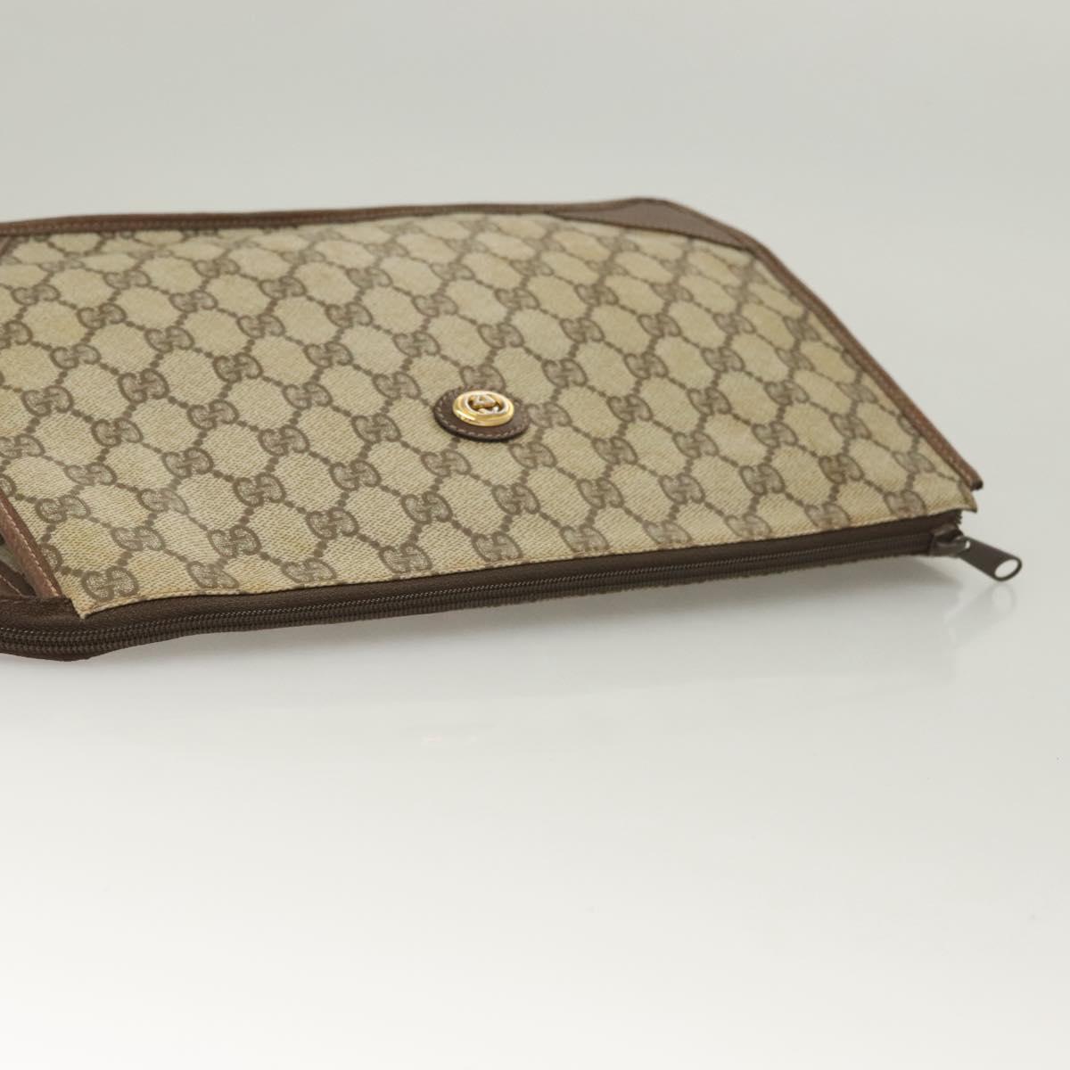 GUCCI GG Supreme Clutch Bag PVC Beige 97 01 029 Auth sw1331