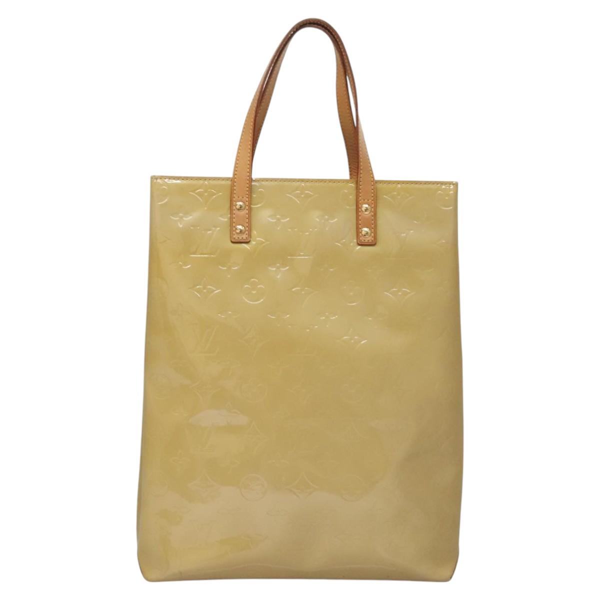 LOUIS VUITTON Monogram Vernis Reade MM Hand Bag Beige M91141 LV Auth sw134