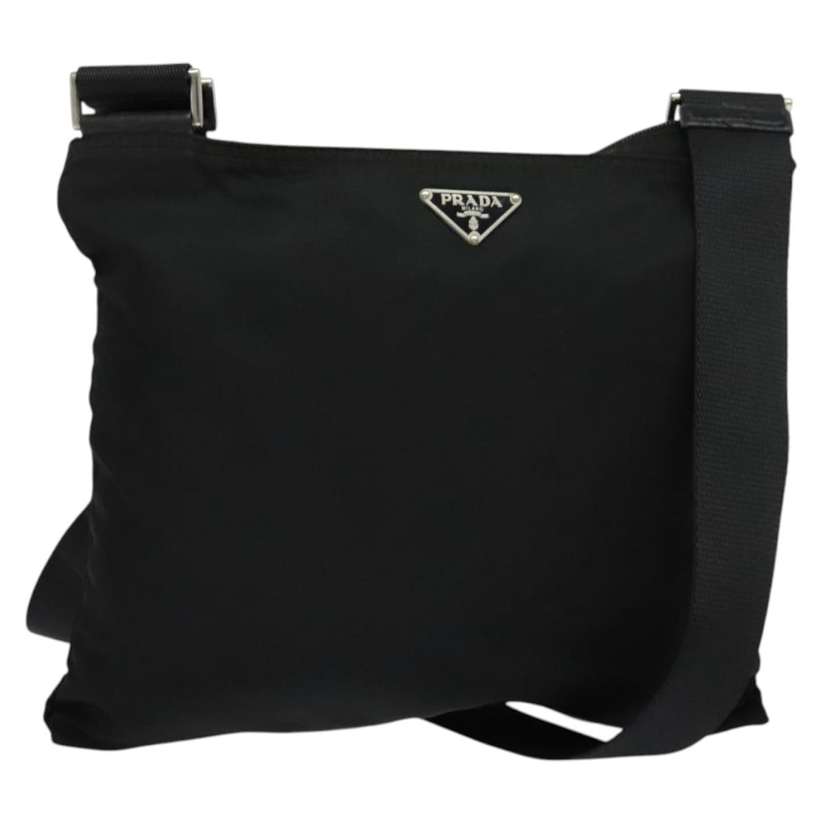PRADA Shoulder Bag Nylon Black Silver Auth sw1340