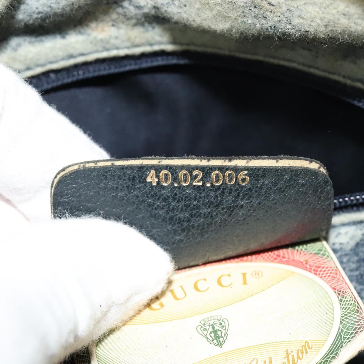 GUCCI GG Supreme Sherry Line Hand Bag PVC Navy Gold Red 40 02 006 Auth sw1342