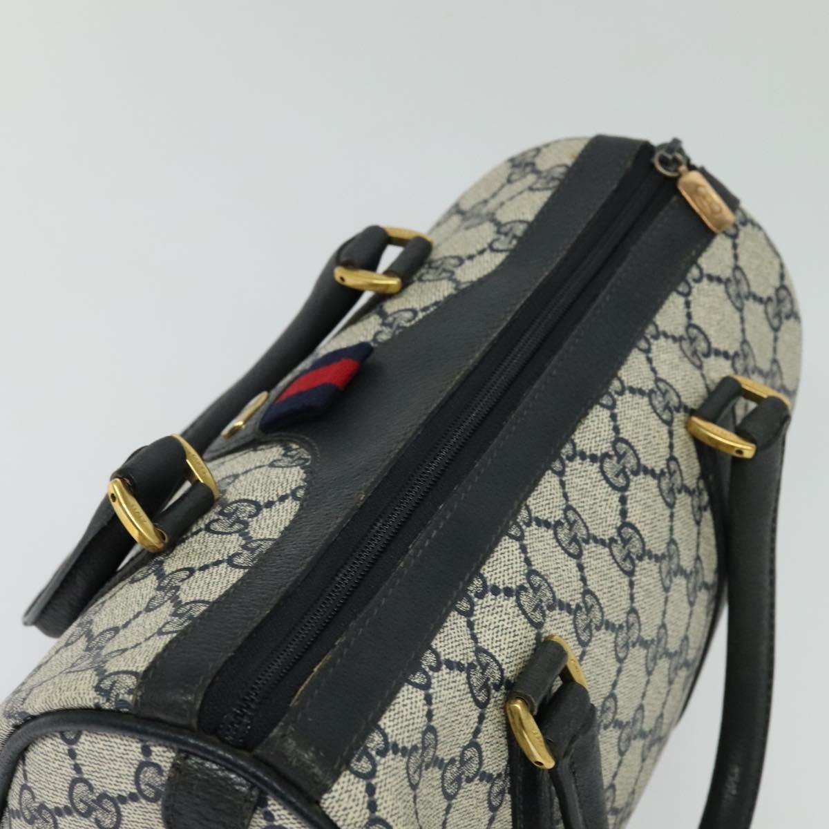 GUCCI GG Supreme Sherry Line Hand Bag PVC Navy Gold Red 40 02 006 Auth sw1342