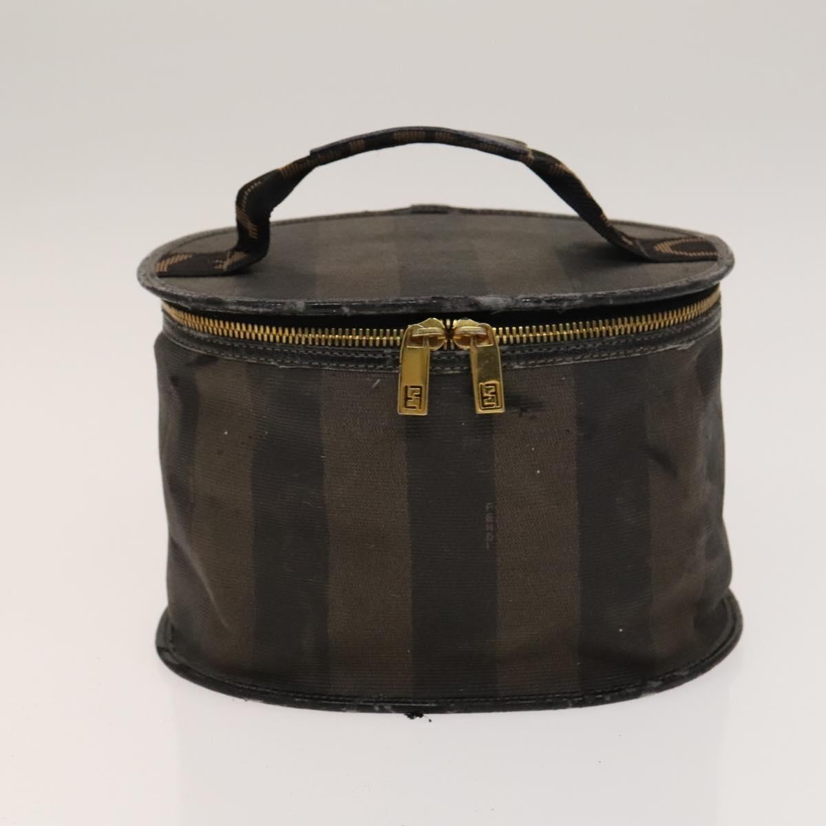FENDI Pecan Hand Bag Nylon Canvas 5 Set Black Brown Auth sw1363