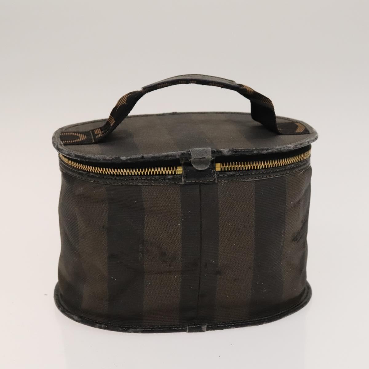 FENDI Pecan Hand Bag Nylon Canvas 5 Set Black Brown Auth sw1363