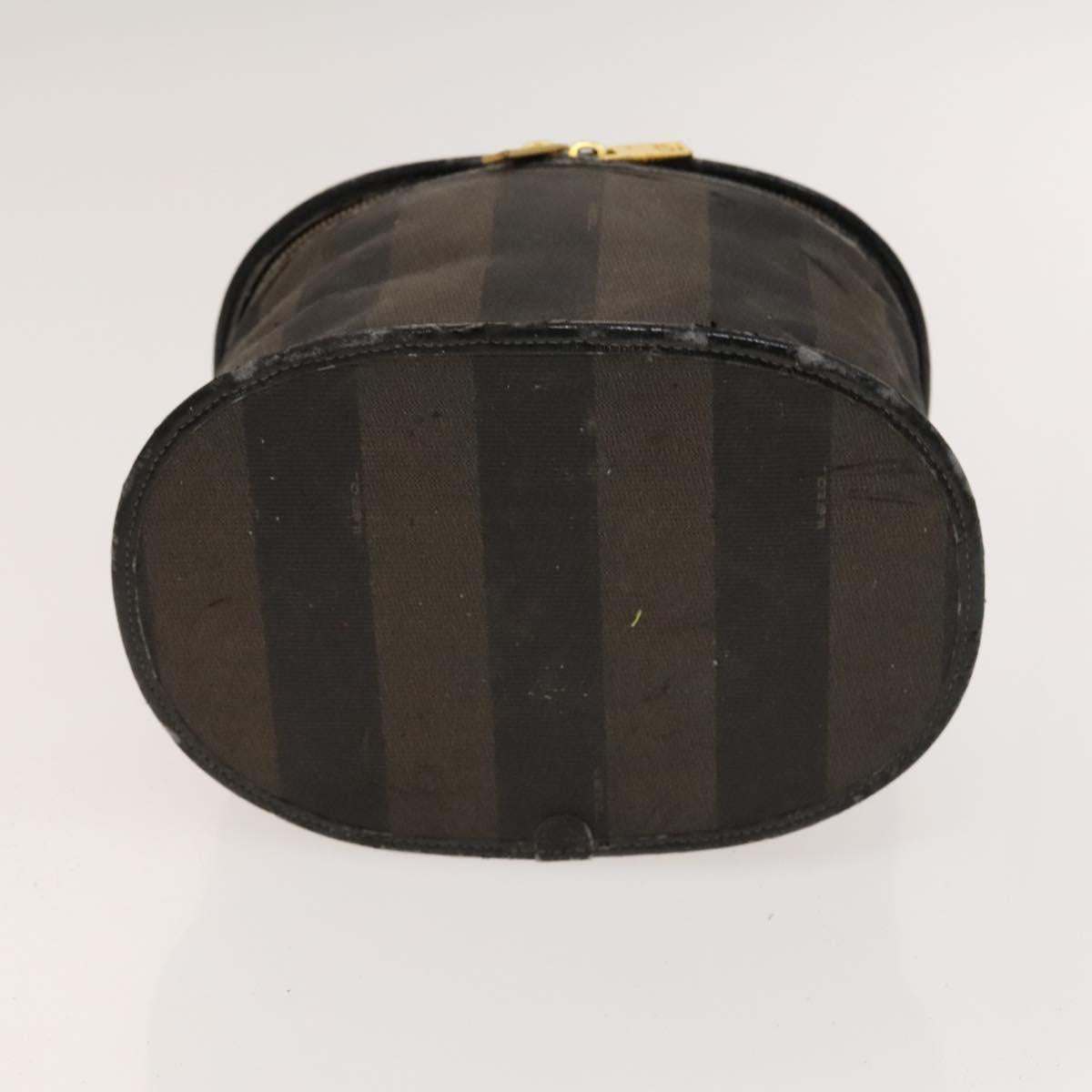 FENDI Pecan Hand Bag Nylon Canvas 5 Set Black Brown Auth sw1363