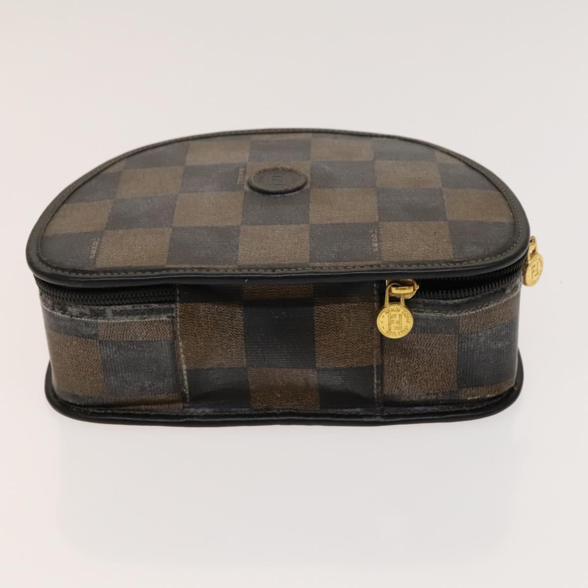 FENDI Pecan Hand Bag Nylon Canvas 5Set Black Brown Auth sw1363