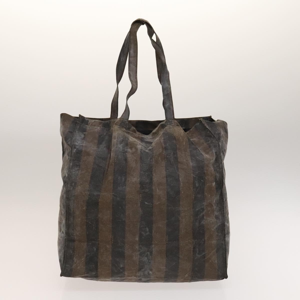 FENDI Pecan Hand Bag Nylon Canvas 5Set Black Brown Auth sw1363