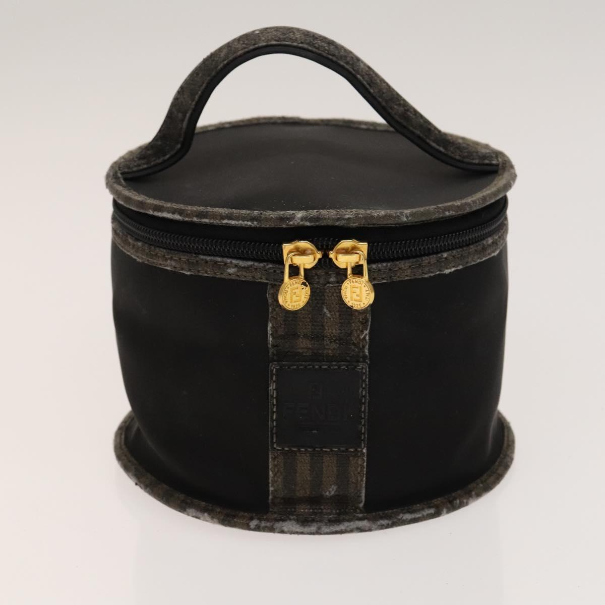 FENDI Pecan Hand Bag Nylon Canvas 5Set Black Brown Auth sw1363