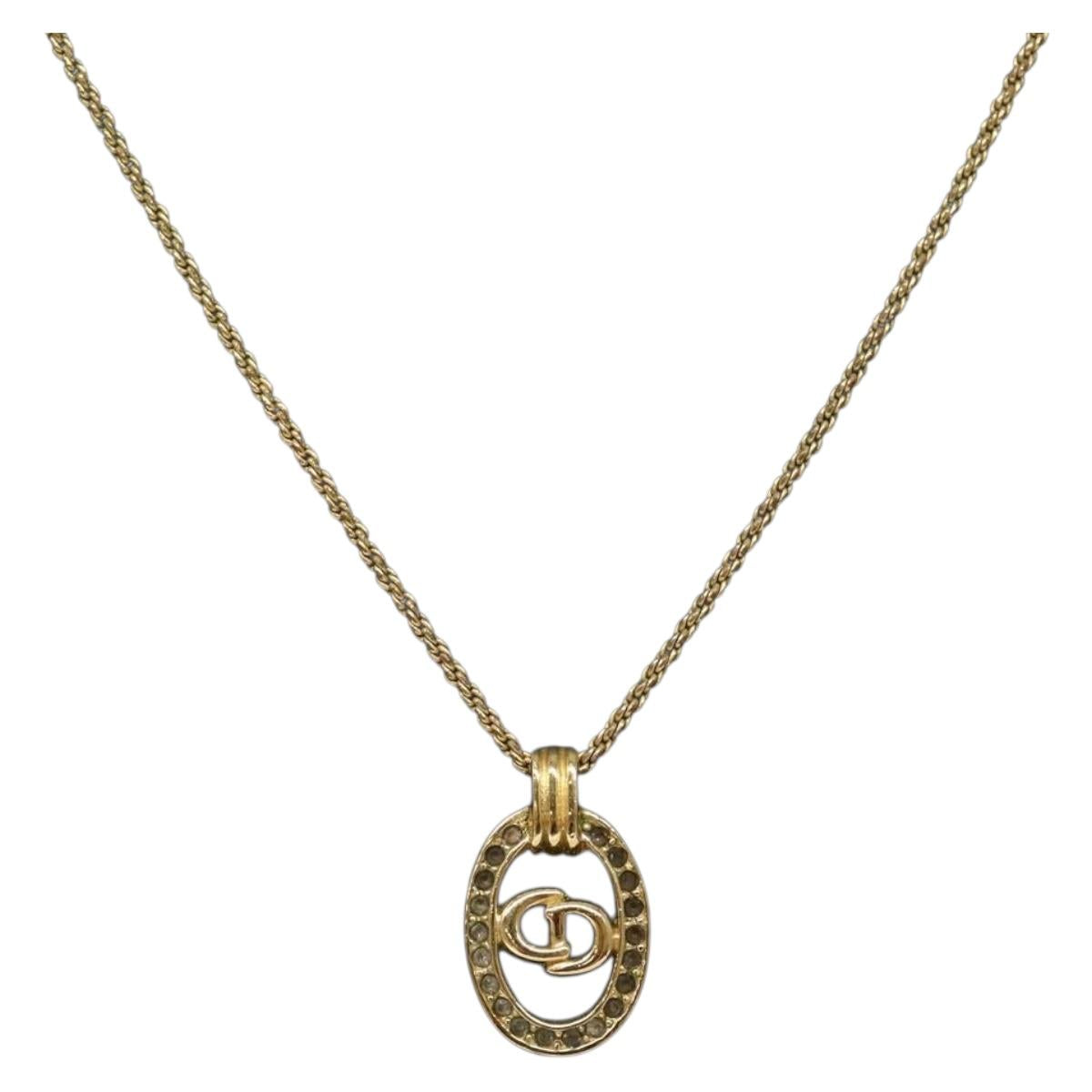 Christian Dior Necklace metal Gold Auth sw1371