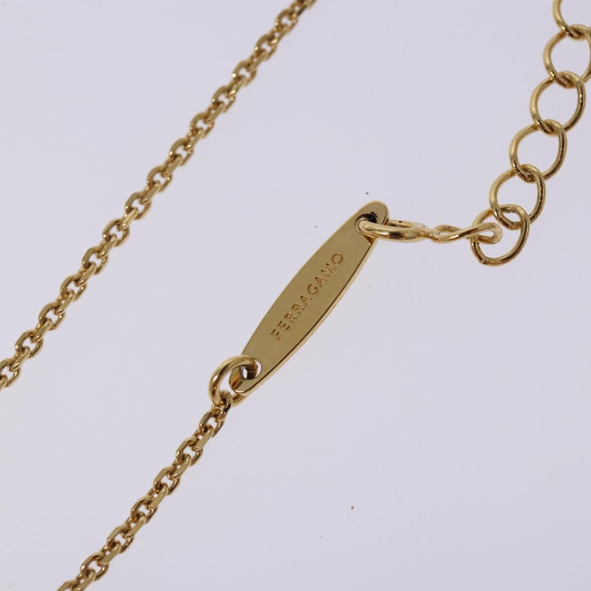Salvatore Ferragamo Gancini Necklace metal Gold Tone Auth sw1386M
