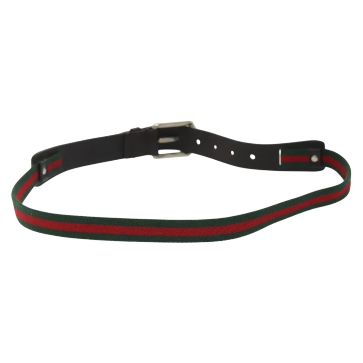 GUCCI Web Sherry Line Belt Leather 40.2"" Black Red Green Auth sw1390
