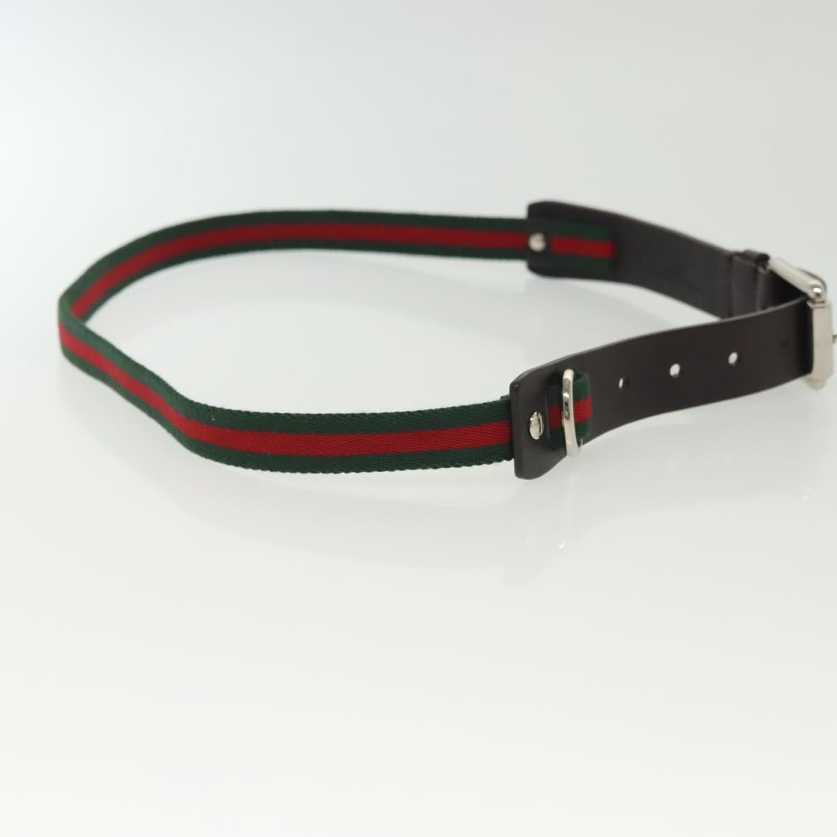 GUCCI Web Sherry Line Belt Leather 40.2"" Black Red Green Auth sw1390