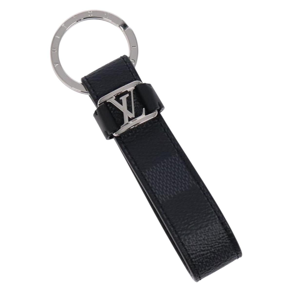LOUIS VUITTON Damier Graphite LV Dragonne Key Ring M62706 LV Auth sw1392M