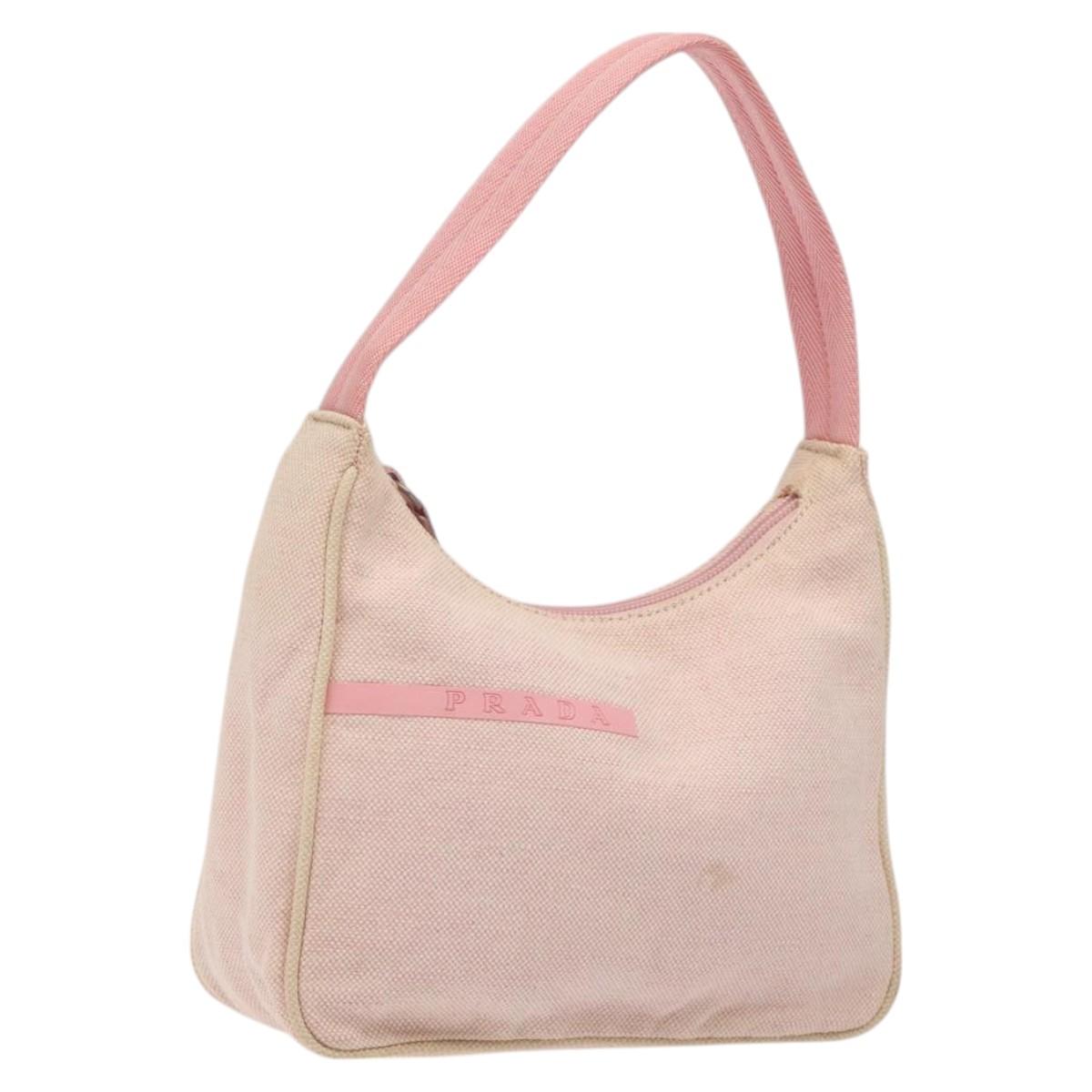 PRADA Sports Mini Hobo Hand Bag Canvas Pink Auth sw141