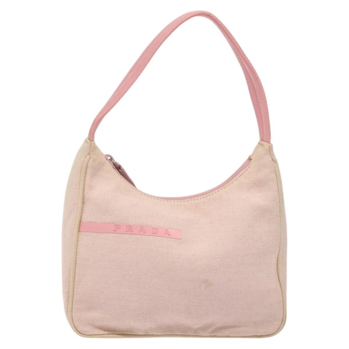 PRADA Sports Mini Hobo Hand Bag Canvas Pink Auth sw141