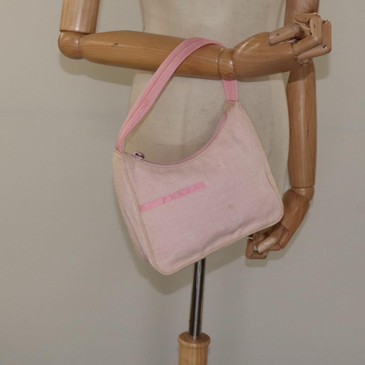 PRADA Sports Mini Hobo Hand Bag Canvas Pink Auth sw141