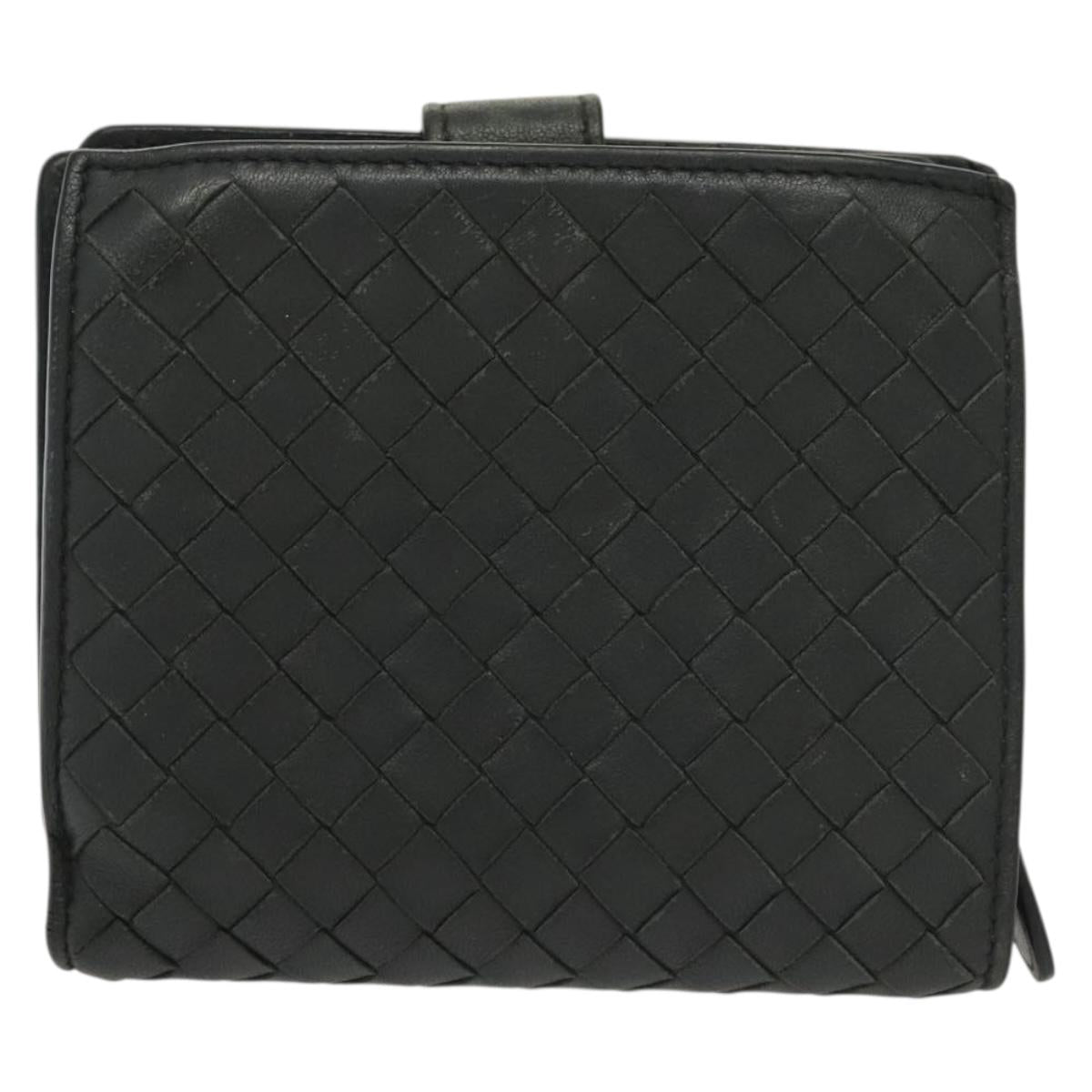 BOTTEGA VENETA INTRECCIATO Wallet Leather Gray Auth sw1423