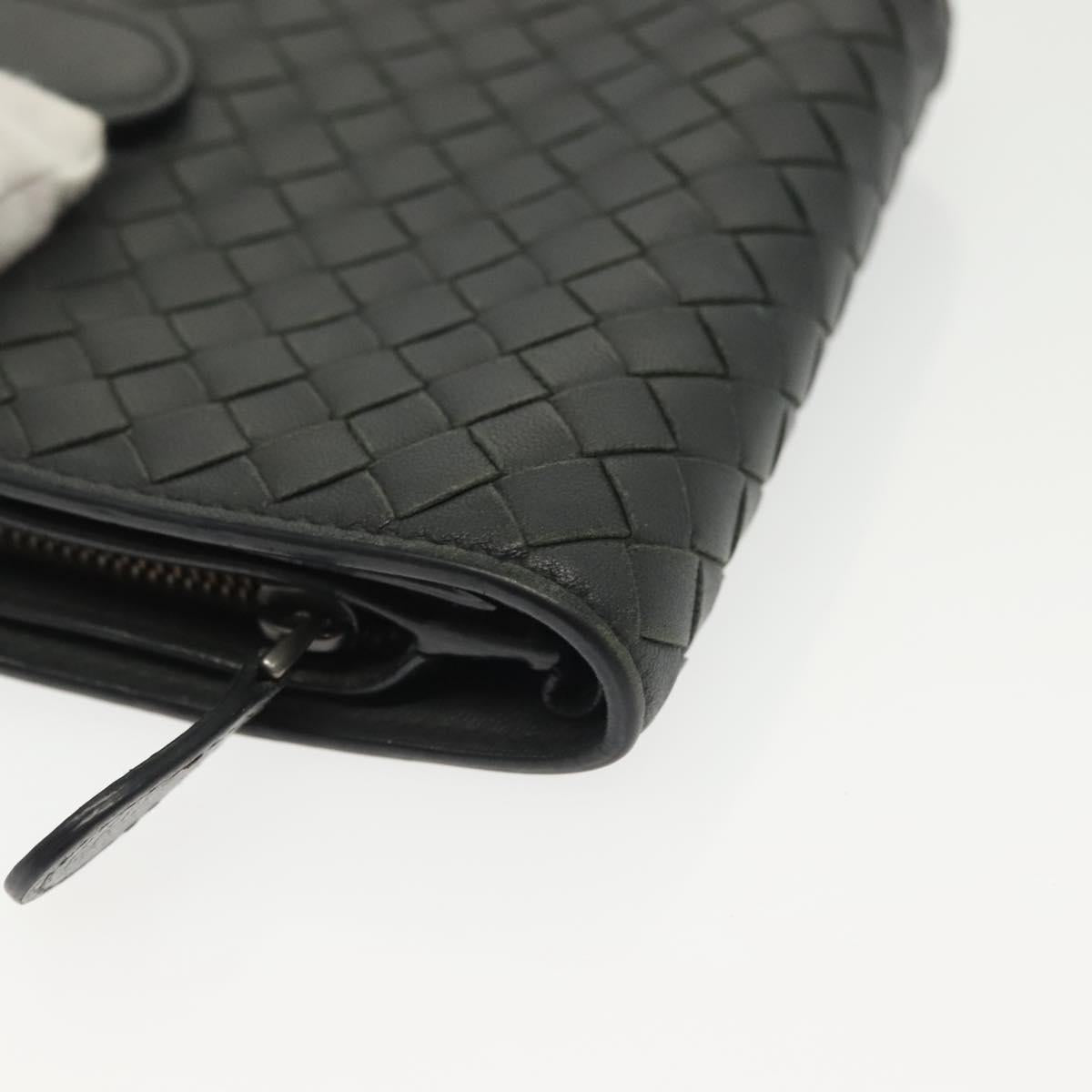 BOTTEGA VENETA INTRECCIATO Wallet Leather Gray Auth sw1423