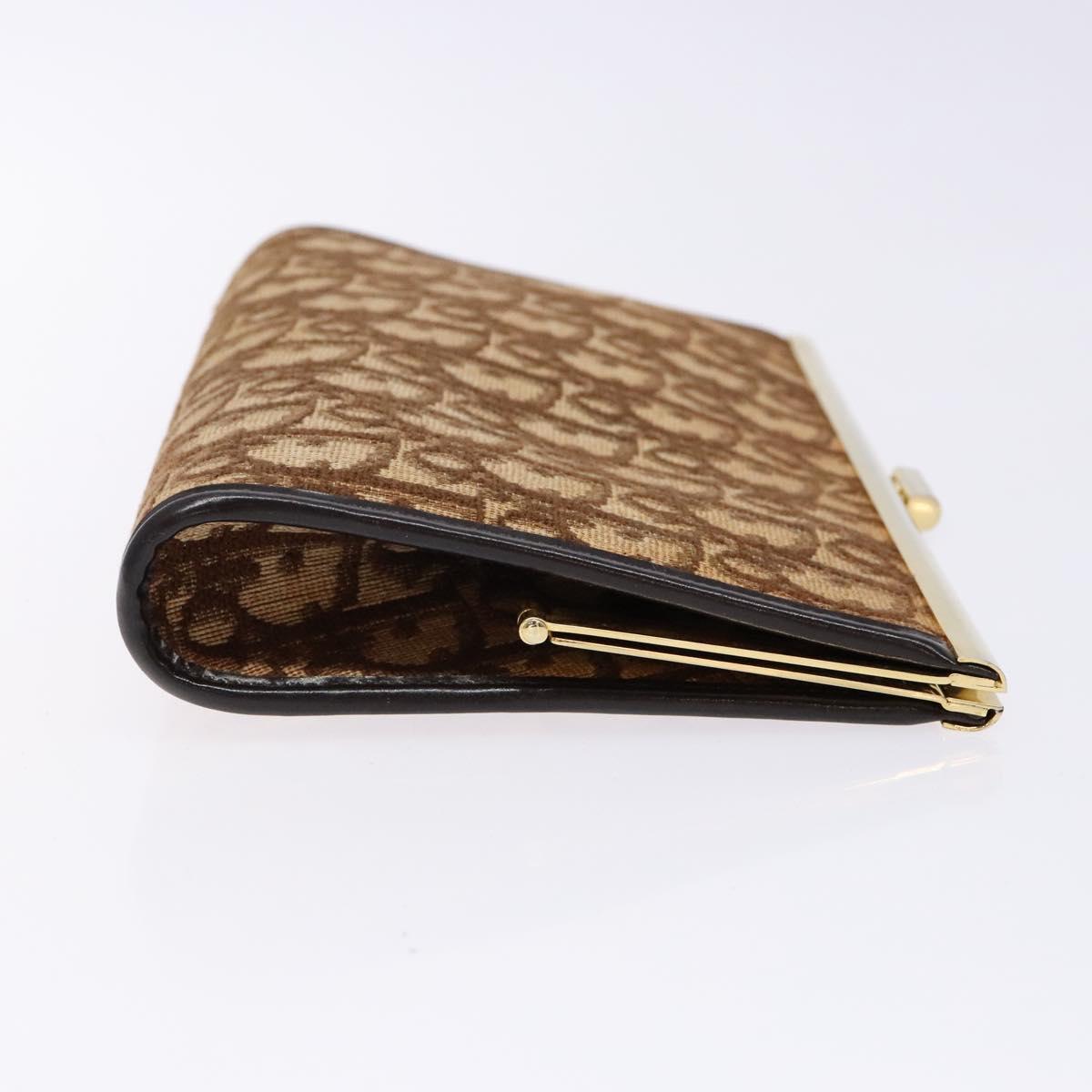 Christian Dior Trotter Canvas Pouch Brown Gold Auth sw1425