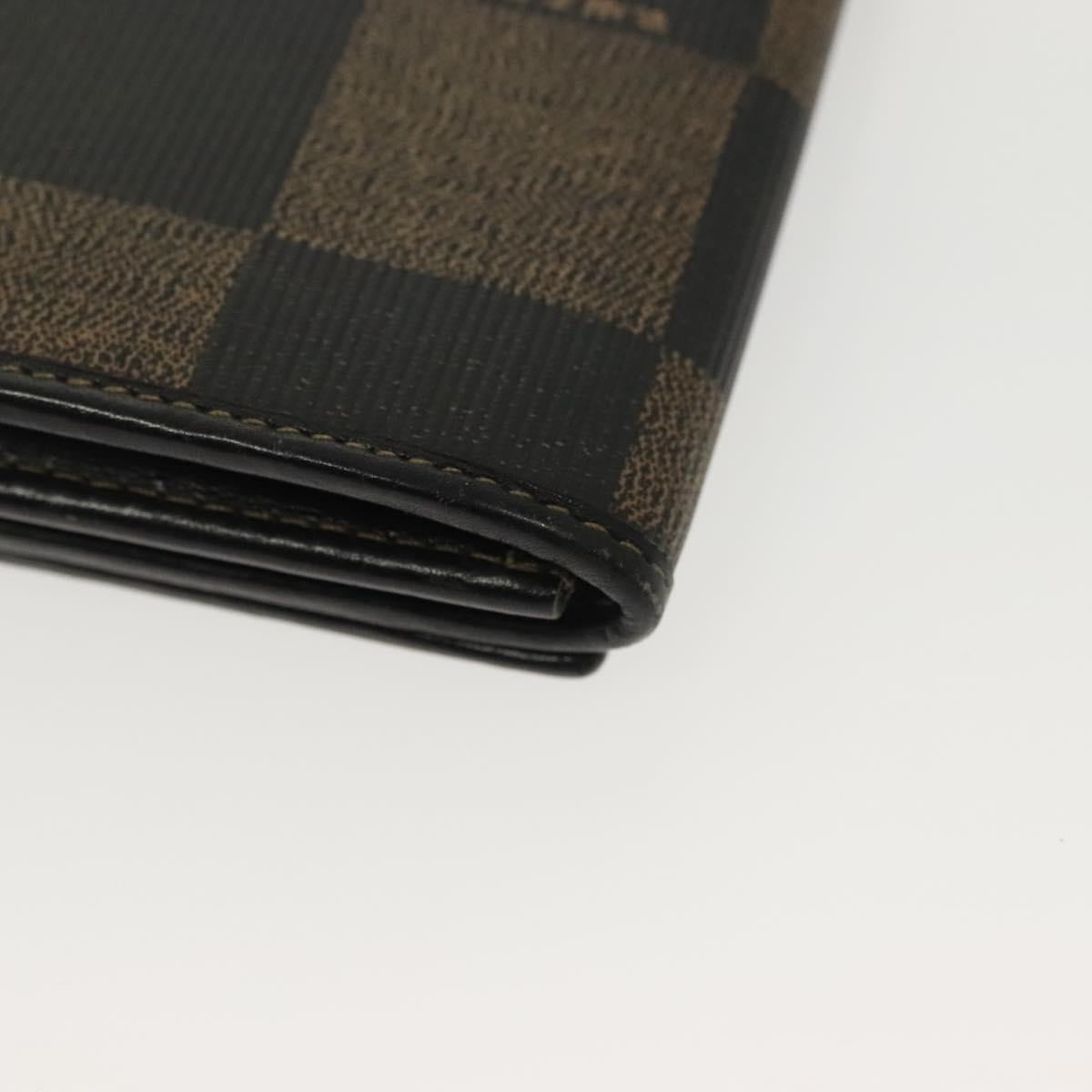 FENDI Pecan Canvas Long Wallet Black Brown Black Brown Auth sw1429