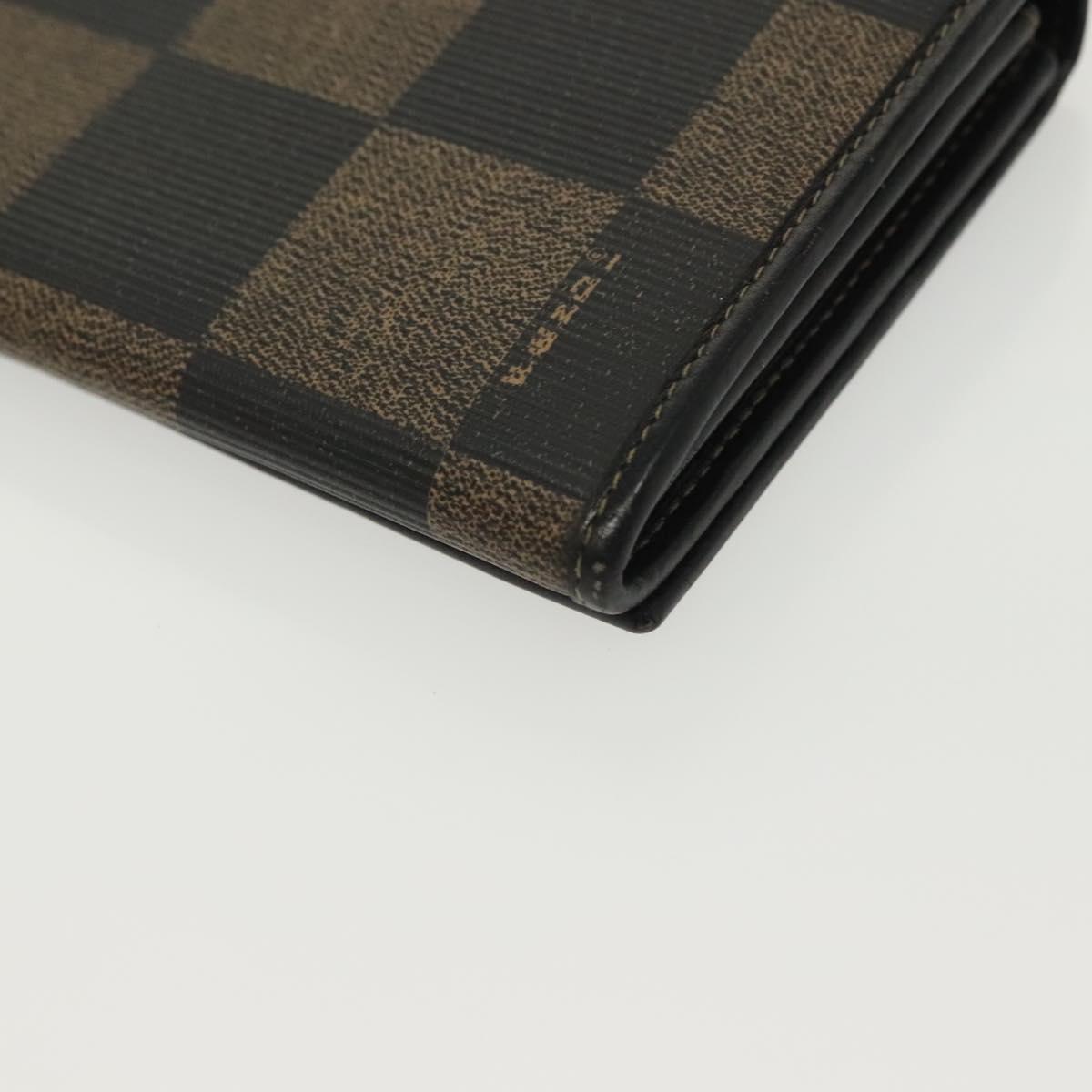 FENDI Pecan Canvas Long Wallet Black Brown Black Brown Auth sw1429