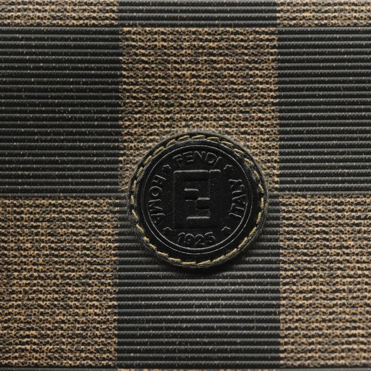 FENDI Pecan Canvas Long Wallet Black Brown Black Brown Auth sw1429