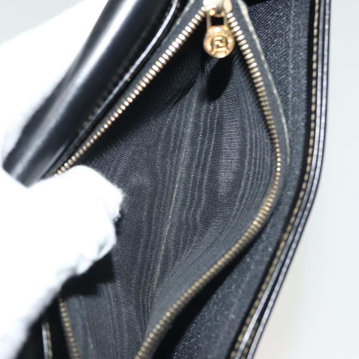 FENDI Pecan Canvas Long Wallet Black Brown Black Brown Auth sw1429
