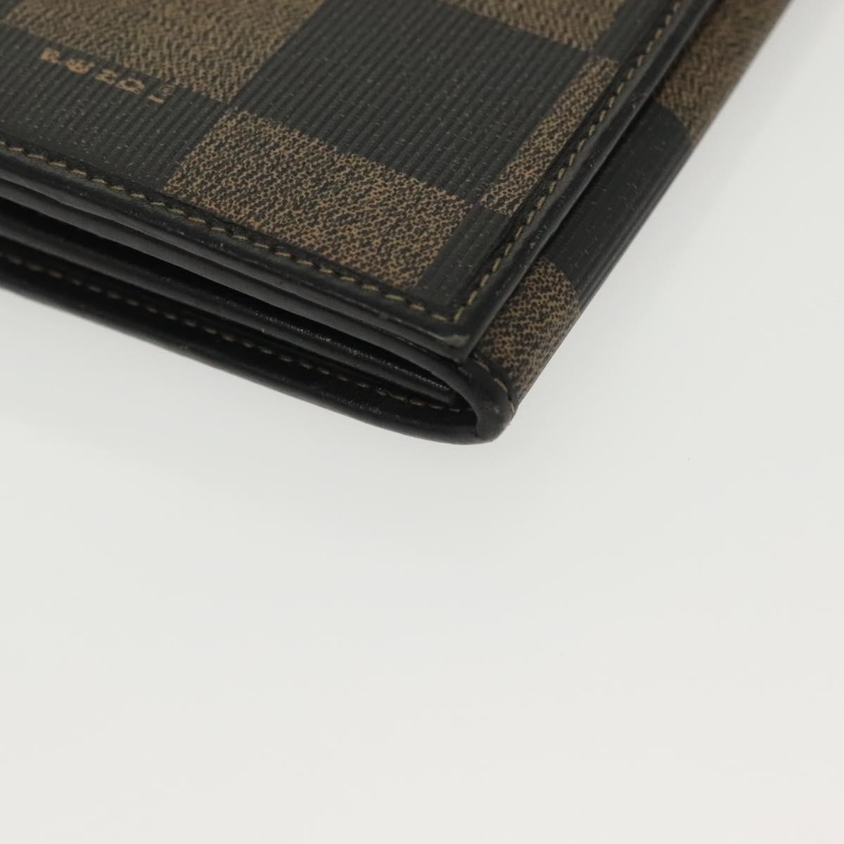 FENDI Pecan Canvas Long Wallet Black Brown Black Brown Auth sw1429