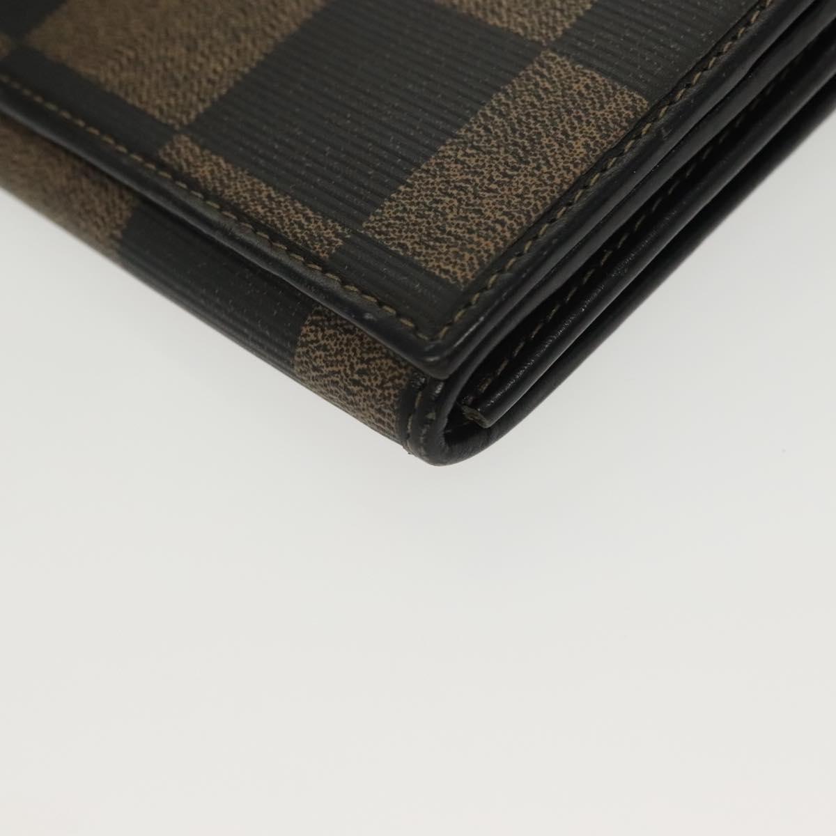 FENDI Pecan Canvas Long Wallet Black Brown Black Brown Auth sw1429