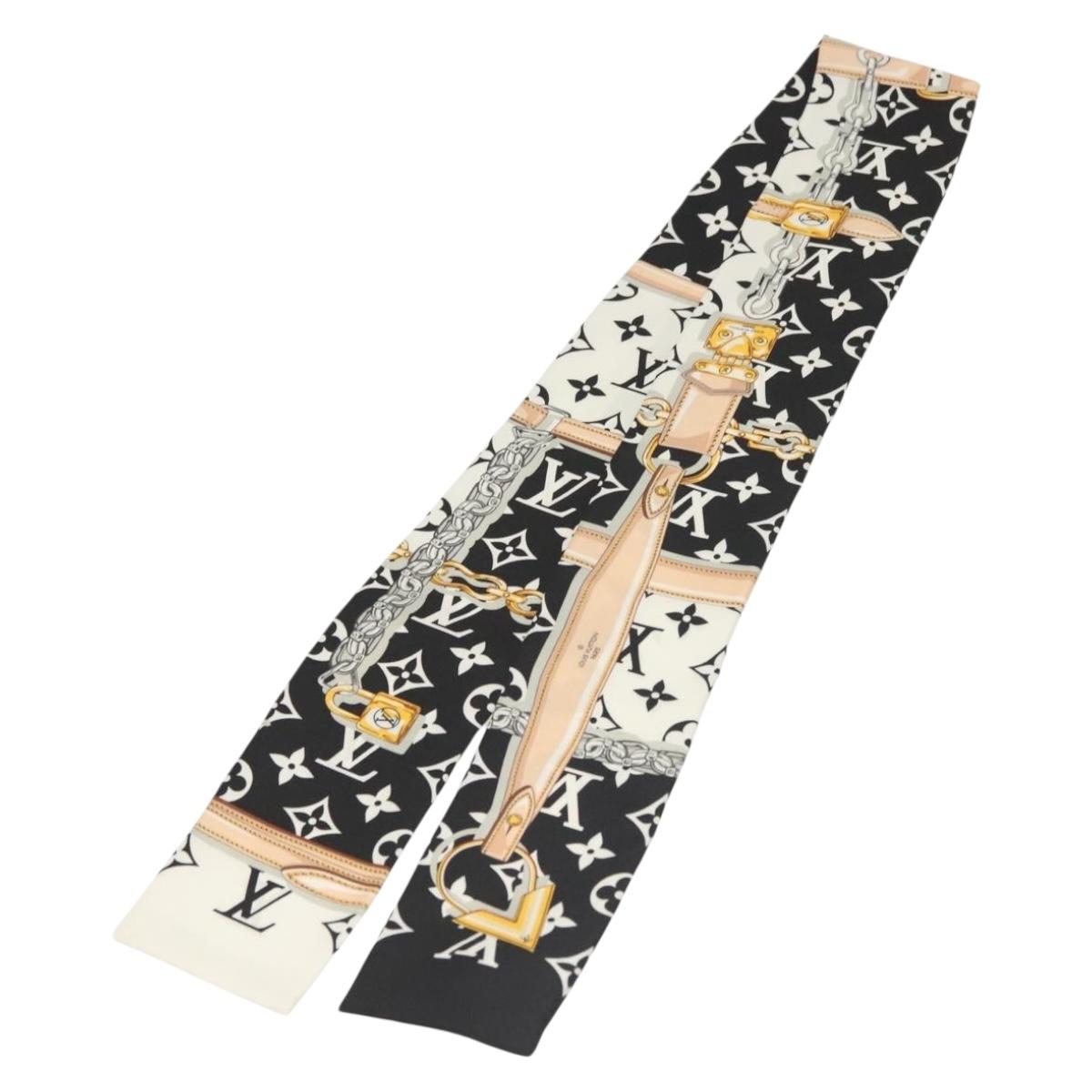 LOUIS VUITTON Bando Monogram Confidential Scarf Silk Black M78656 LV Auth sw1433