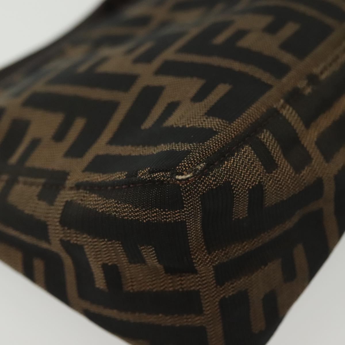 FENDI Zucca Canvas Pouch Black Brown Auth sw1438