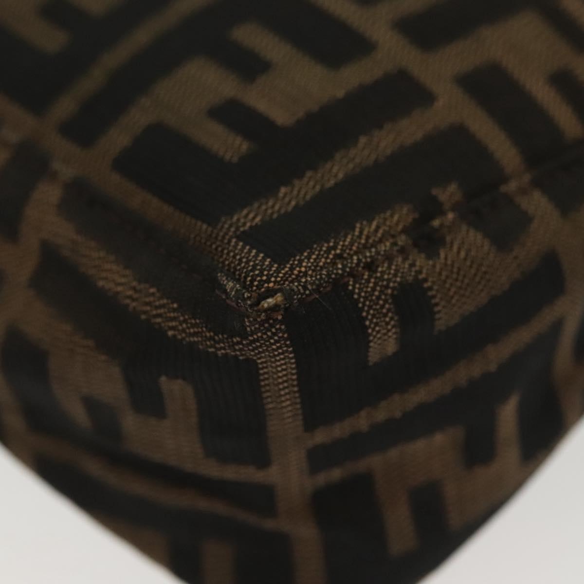 FENDI Zucca Canvas Pouch Black Brown Auth sw1438