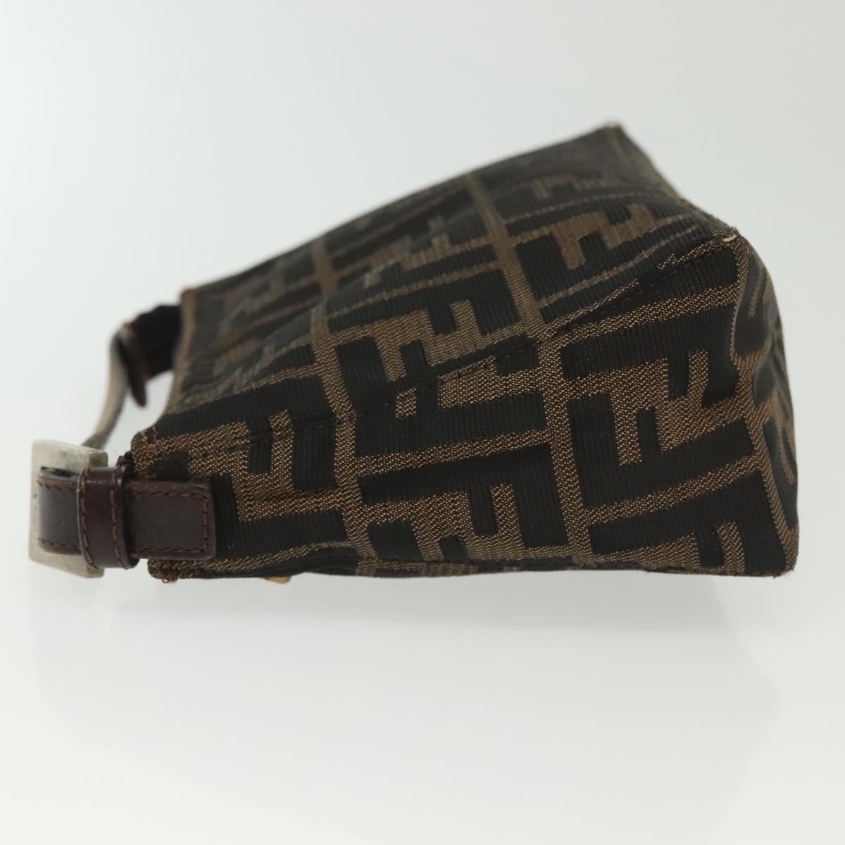FENDI Zucca Canvas Pouch Black Brown Auth sw1438