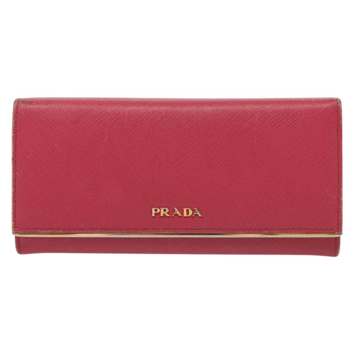 PRADA Long Wallet Safiano leather Pink Gold Auth sw1442