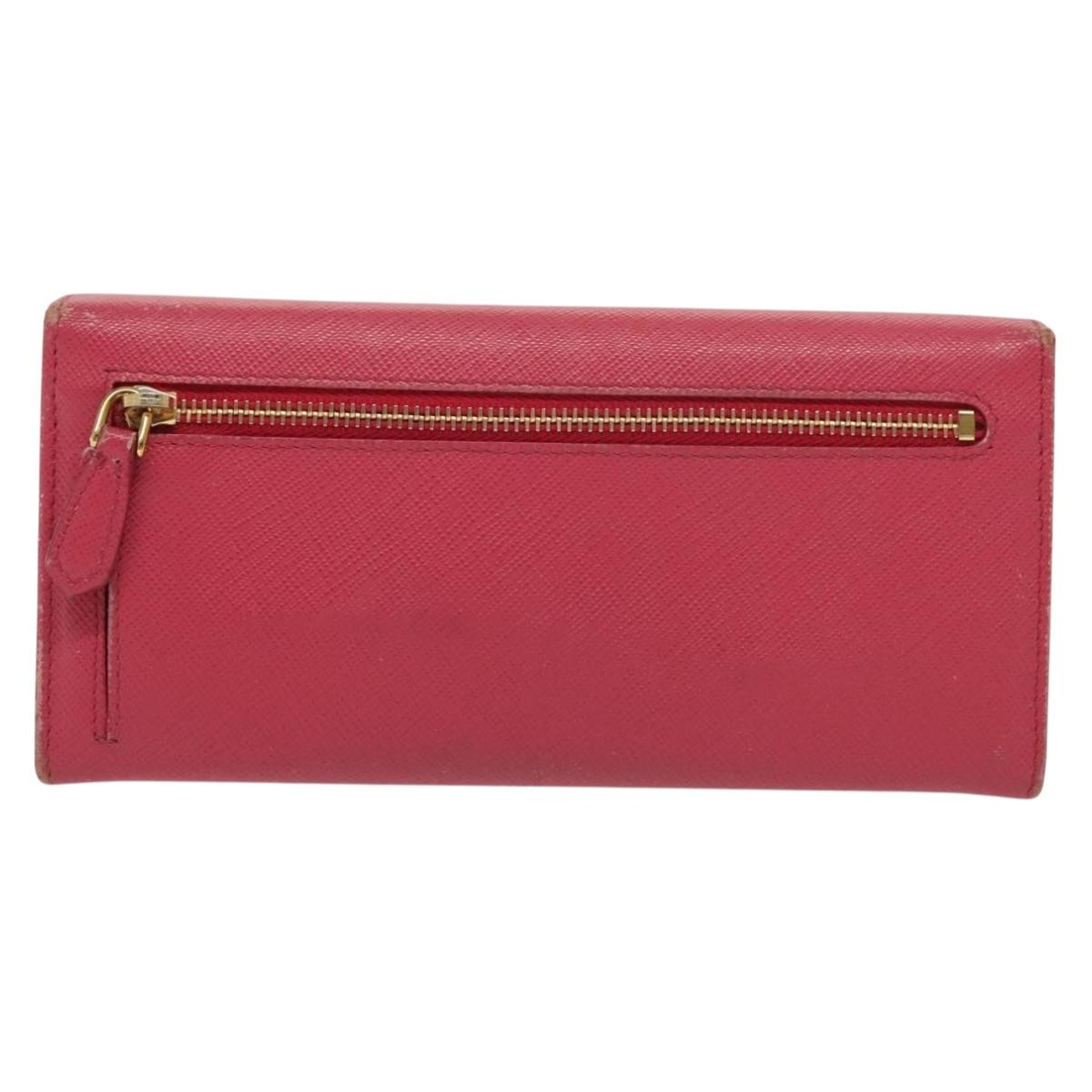 PRADA Long Wallet Safiano leather Pink Gold Auth sw1442