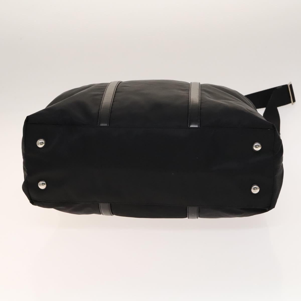 PRADA Hand Bag Nylon Black Silver Auth SW1455