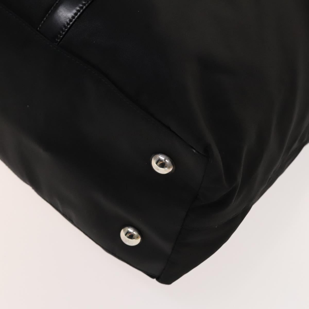 PRADA Hand Bag Nylon Black Silver Auth SW1455