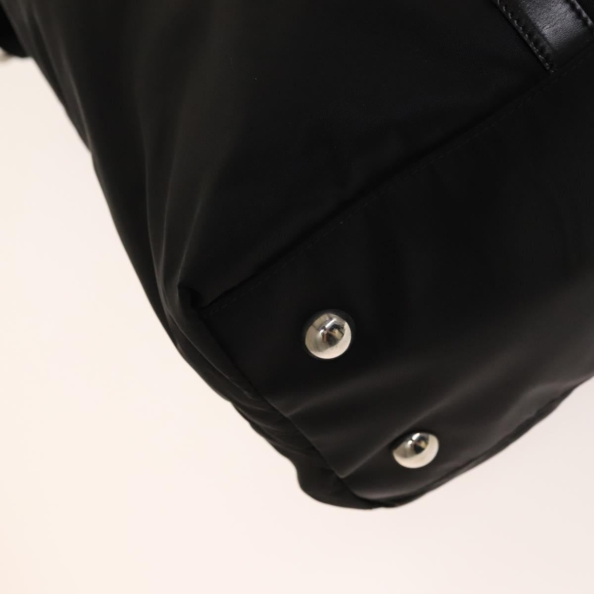 PRADA Hand Bag Nylon Black Silver Auth SW1455