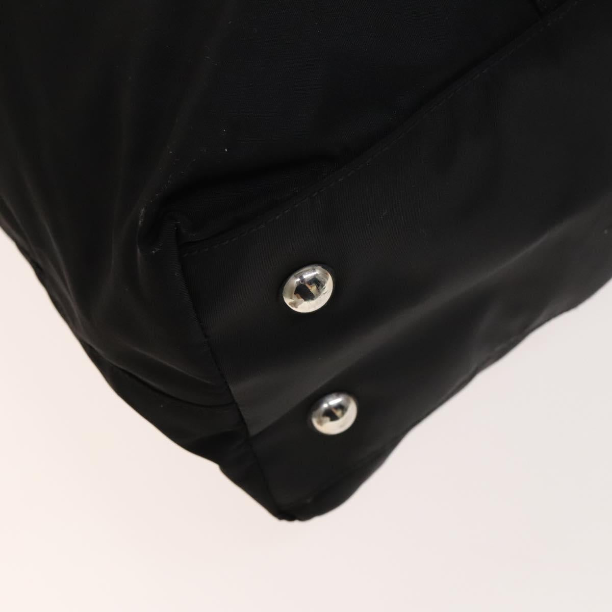 PRADA Hand Bag Nylon Black Silver Auth SW1455