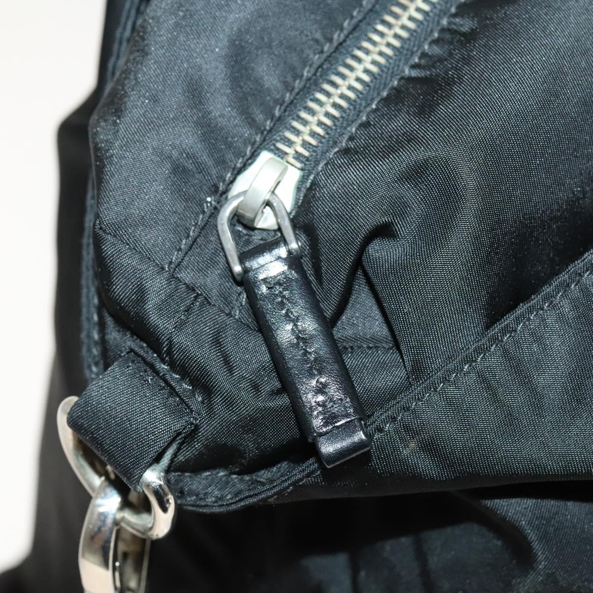 PRADA Hand Bag Nylon Black Silver Auth SW1455
