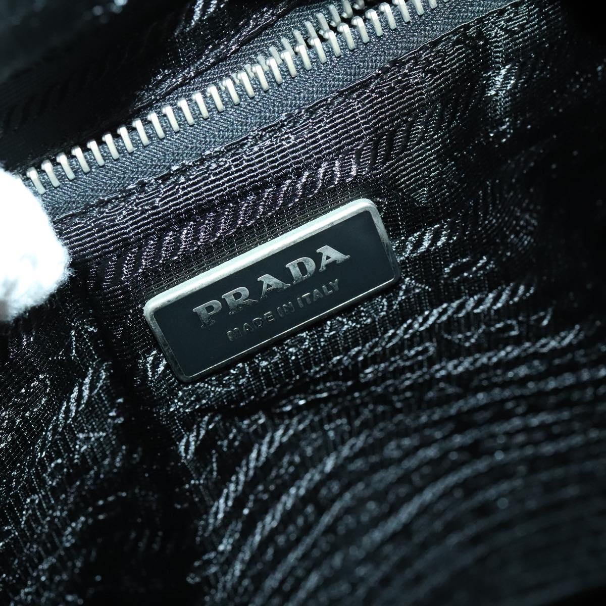 PRADA Hand Bag Nylon Black Silver Auth SW1455