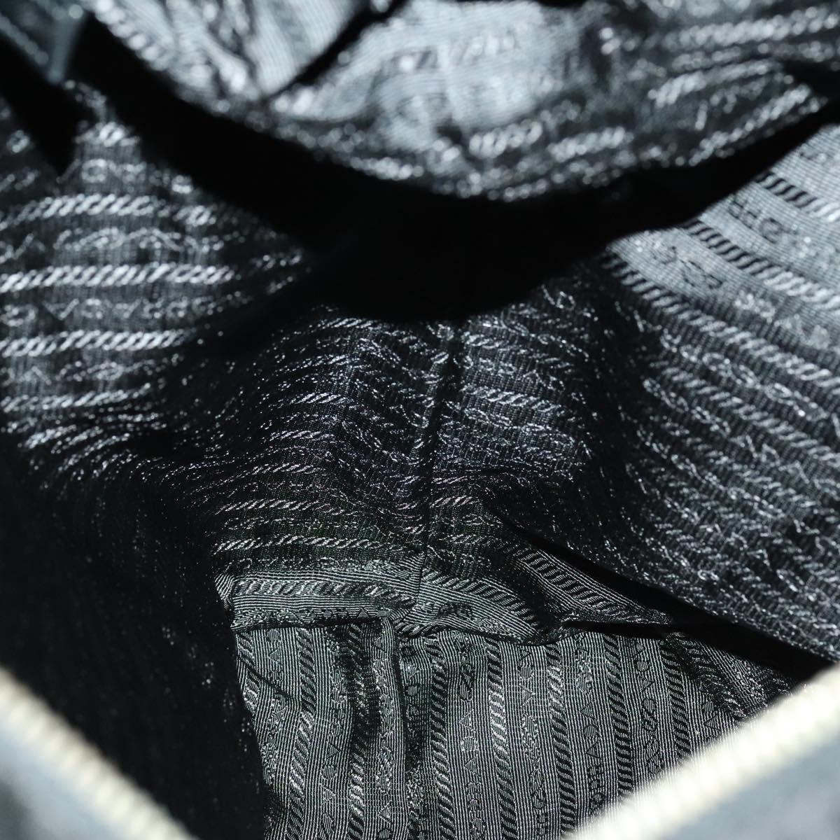 PRADA Hand Bag Nylon Black Silver Auth SW1455